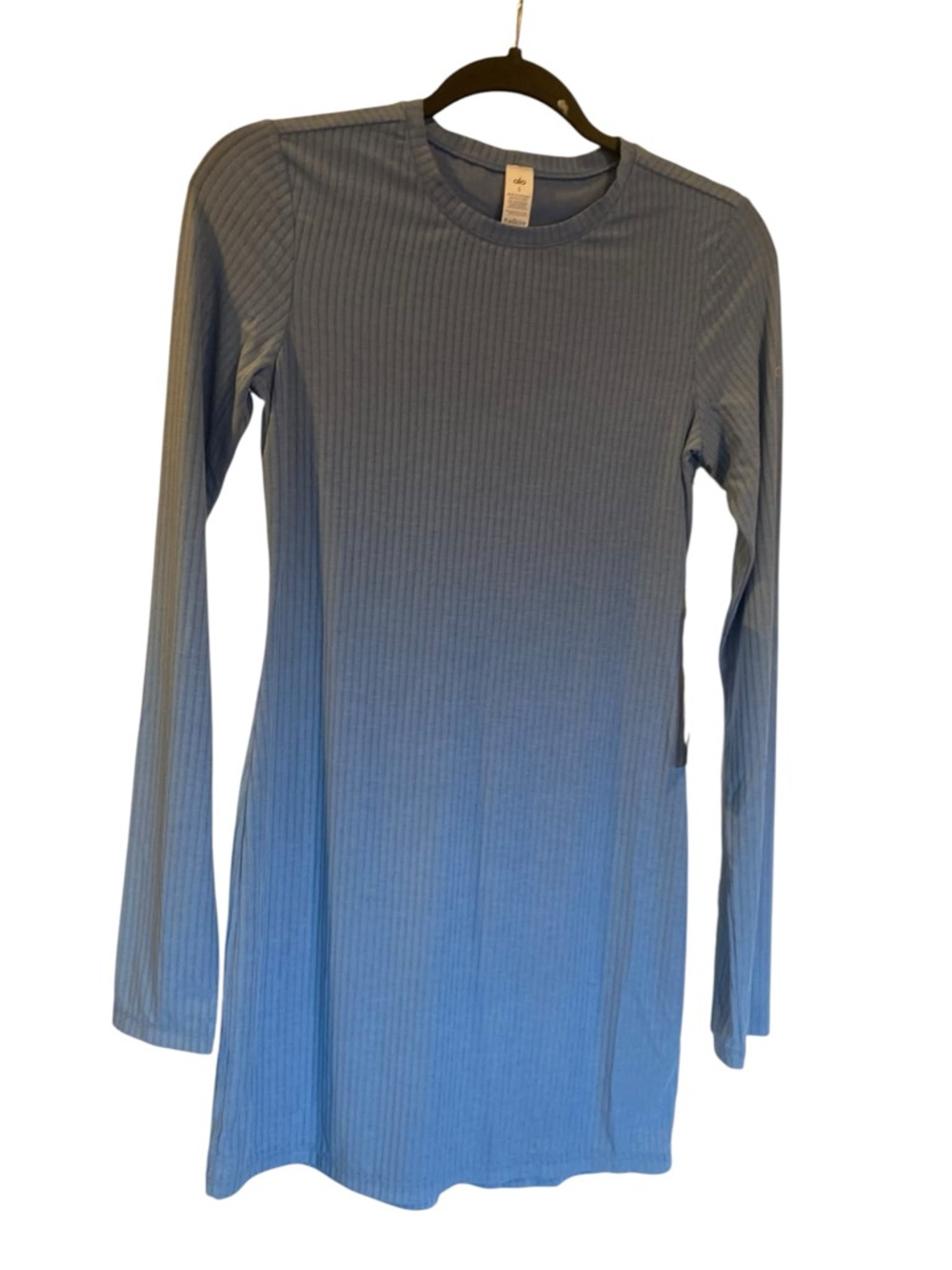 NWT Alo Yoga ribbed long sleeve dress CRYSTAL CLEAR Size S